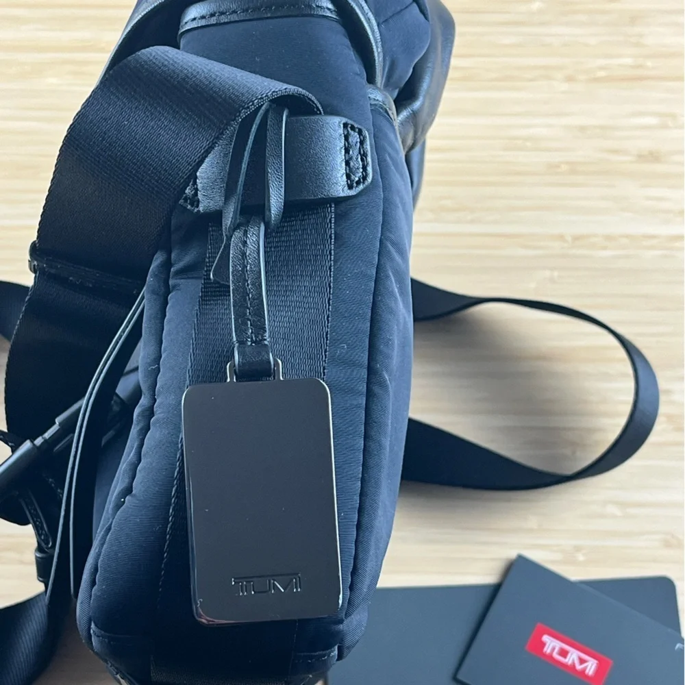 Tumi Unisex 79011NVY Shoulder Bag Blue Black Nylon Leather NEW